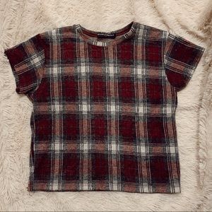 Brandy Melville Plaid tee shirt